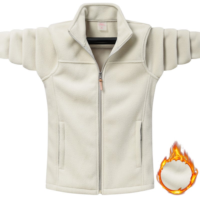 Fleece Jacket Men'S And Women'S Jacket Vertical Collar Cardigan Thickened Insulation Double-Sided Shake - Image 3